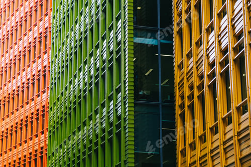Preview: Colorful modern office buildings showing abstract architectural details
