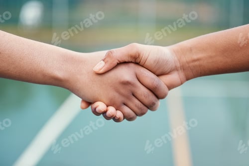 Preview: Handshake, partnership and sports outdoor, team and support with help, support and closeup. People
