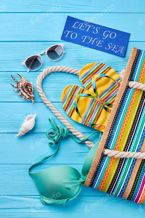 Preview: Set of beach accessories, handbag