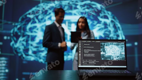 Preview: Close up of notebook used by employees developing AI systems in tech startup