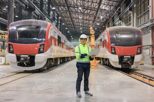 Preview: Project Engineer train Inspect the train's diesel engine, railway track in depot of train