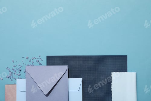 Preview: Flat lay of creative moodboard composition, space for text