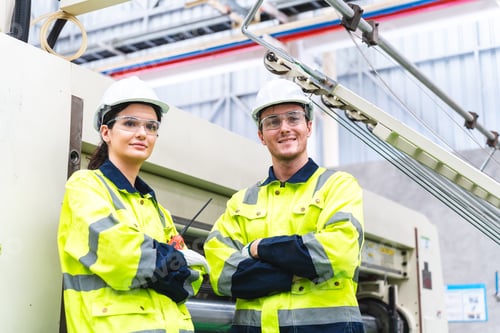 Preview: professional business industry technician wearing safety helmet working to maintenance service