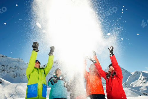 Preview: Friends throwing snow mid air, Kuhtai, Austria
