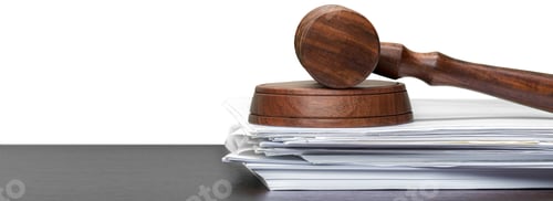 Preview: judge hammer on white paper and table