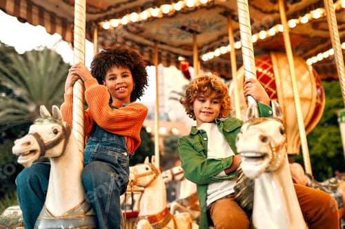 Preview: Kids having fun on a carnival Carousel