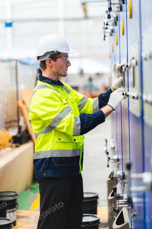 Preview: Electrical engineer inspection control panel and commissioning during pressure steam drum