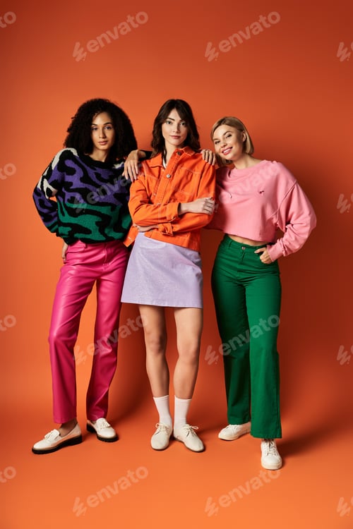 Preview: Vibrant trio: beautiful women embracing diversity