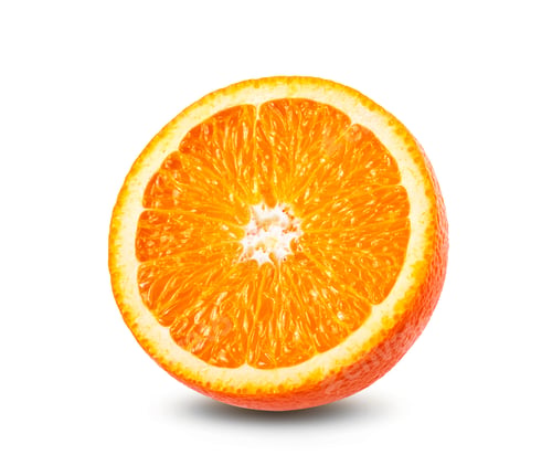 Preview: Ripe half of orange citrus fruit isolated on white background