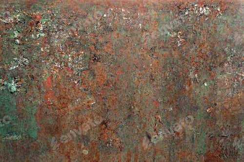 Preview: A rusty metal surface with a greenish tint