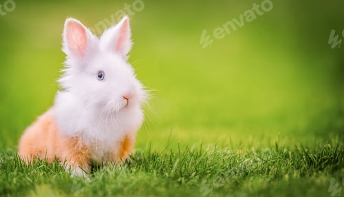 Preview: Home decorative rabbit outdoors. Little bunny. Easter bunny.