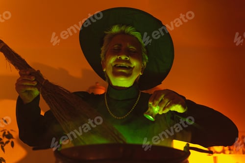 Preview: senior woman disguised as an old witch