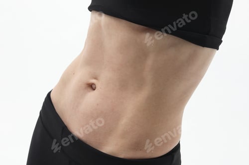 Preview: perfect female abs isolated on white background