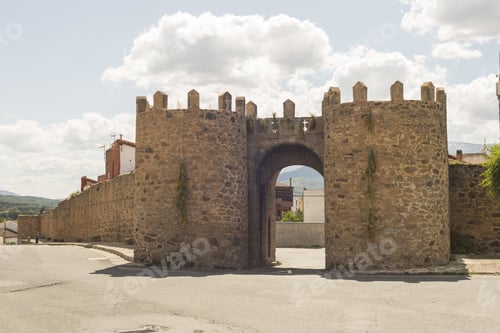 Preview: Beautiful view of El Barco de Avila Castilla la Mancha in Spain under a cloudy sky
