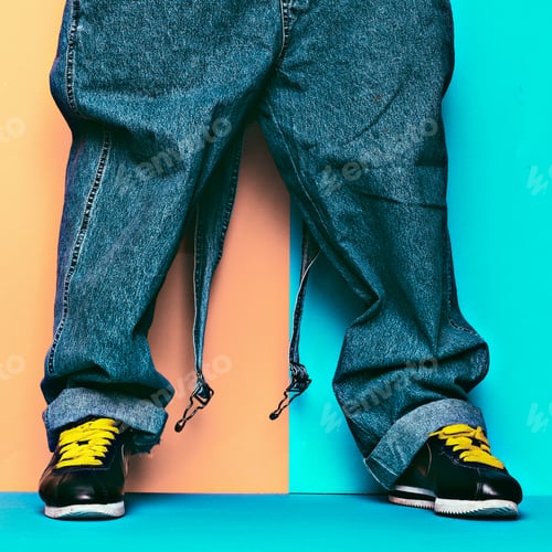 Preview: Stylish Jumpsuit. Urban Style. Sneakers and denim