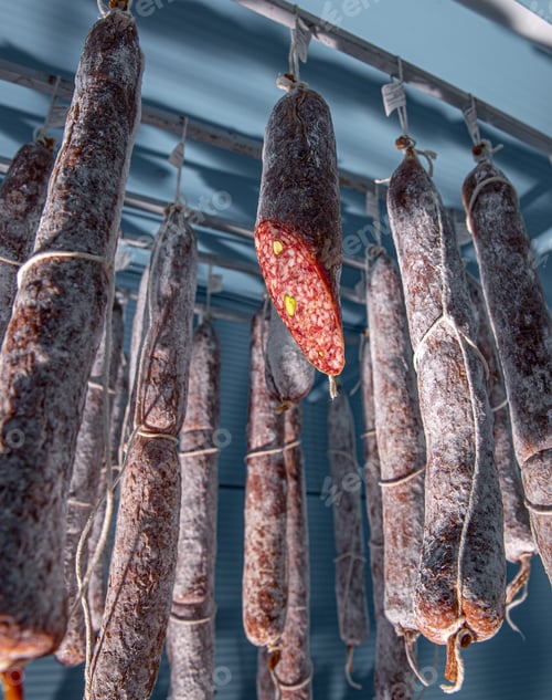 Preview: Dried-up salami hanged up