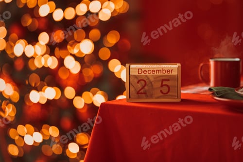 Preview: calendar with christmas date 25 december in a festive atmosphere