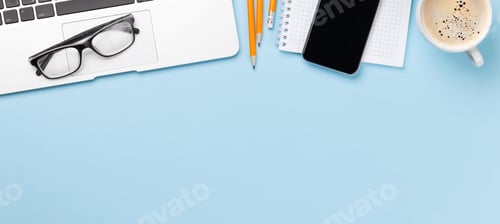 Preview: Business desk workplace and office objects