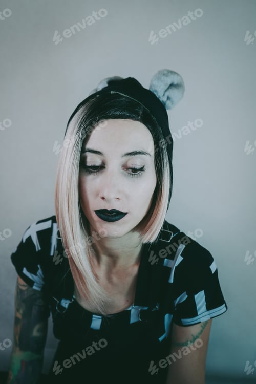 Preview: Gothic style portrait of a young woman with cool style