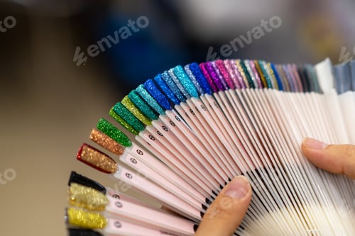 Preview: Collection of nails color polish samples.