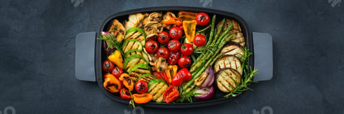 Preview: Seasonal summer grilled vegetables in a pan