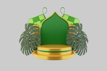 Preview: Throne with green and gold leaves