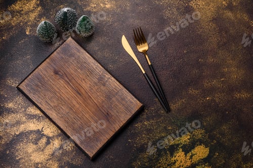 Preview: Beautiful gingerbread on a brown ceramic plate with Christmas tree decorations