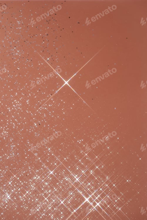 Preview: Abstract coral background with sparkles in the shape of stars.
