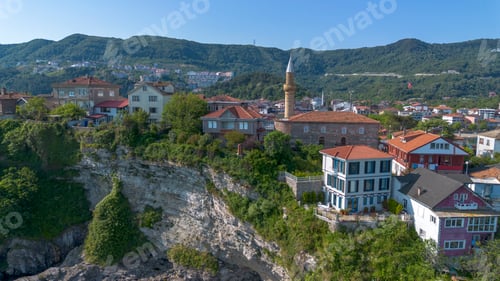 Preview: Aerial view of Amasra district of Bartın province of Turkey via drone.
