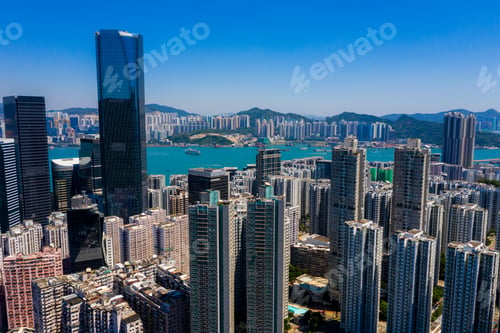 Preview: Tai Koo, Hong Kong 22 September 2019: Top view of Hong Kong city