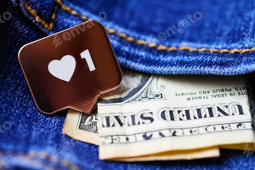Preview: Like heart symbol and dollar in jeans pocket