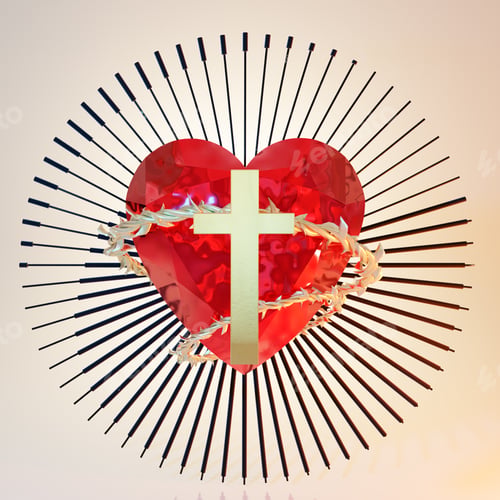 Preview: Heart with a christian cross in the middle