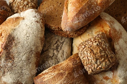 Preview: Fresh baked bread on whole background, close up