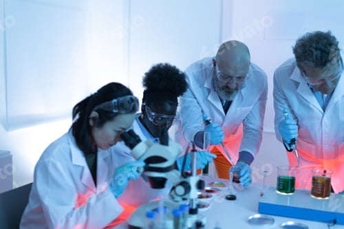 Preview: scientist researchers experiment in chemistry laboratory testing medicine