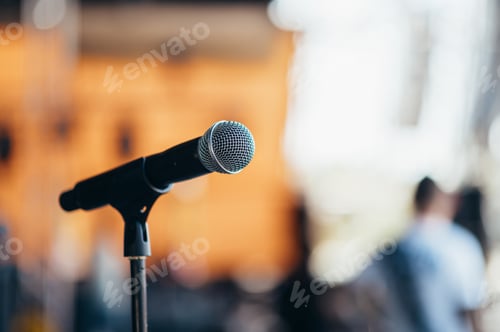 Preview: Microphone standing on a stage on a concert