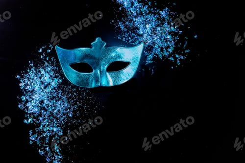 Preview: Blue carnival mask for masquerade. Jewish holiday Purim.