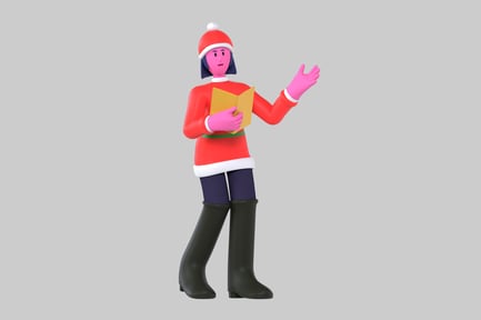 Preview: Singing caroler woman with book