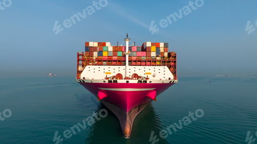 Preview: Aerial view container ship carrier container on sea, Global business logistics