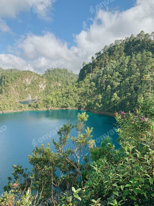 Preview: beautiful blue lake from above