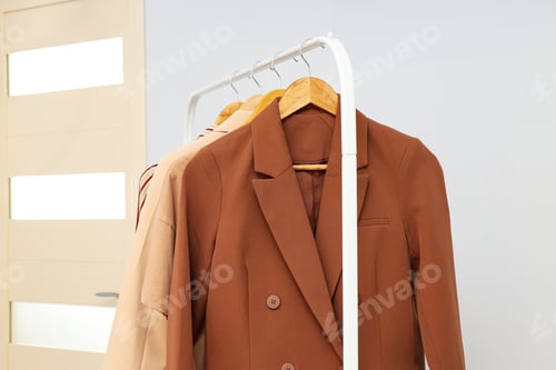 Preview: Wardrobe rack with different clothes, concept of different clothes
