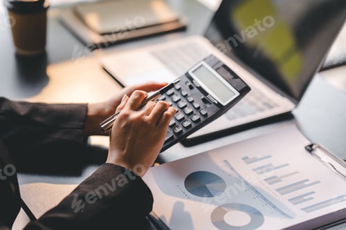 Preview: Portrait of a woman working on a tablet computer in a modern office. Make an account analysis report