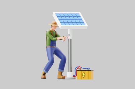 Preview: Farmer fixing solar panel system