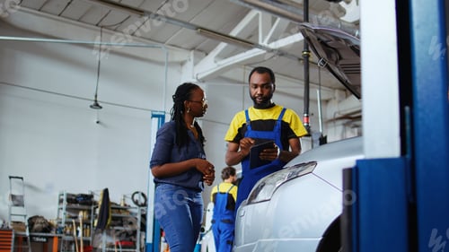 Preview: Car repairman listens to client request