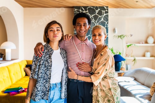 Preview: Group of friends bonding at home, LGBTQ and diversity concepts