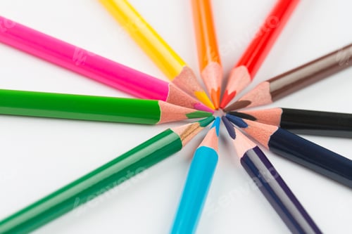 Preview: Colourful Pencils On White Background