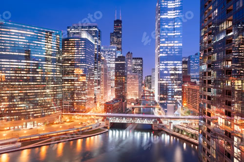 Preview: Chicago, Illinois, USA Cityscape Over the River