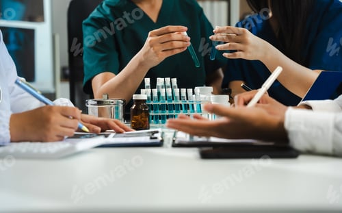 Preview: Medical team working on digital tablet healthcare doctor technology tablet using computer