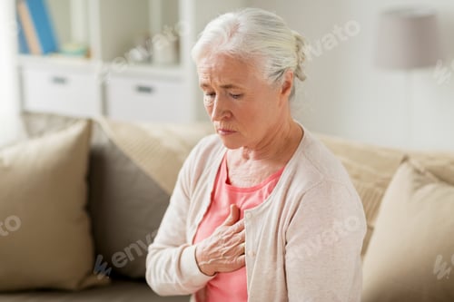 Preview: senior woman suffering from heartache at home