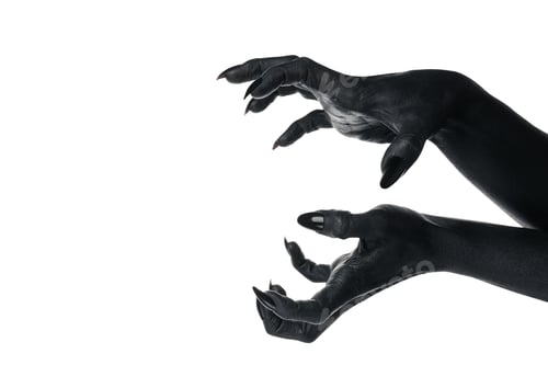 Preview: PNG, black painted hands, isolated on white background.