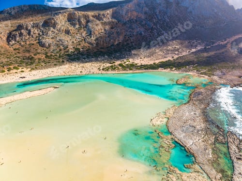 Preview: Amazing drone view of Balos Lagoon and white sandy beach, Crete, Greece